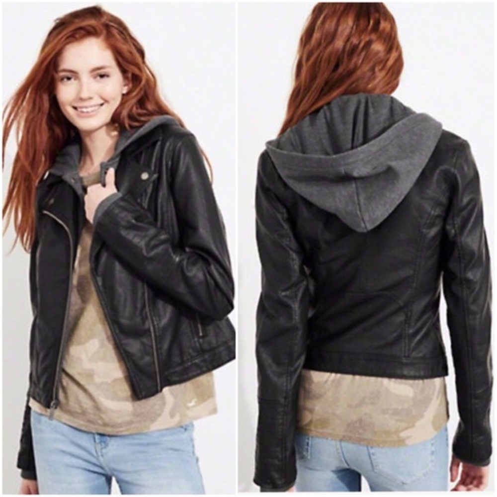 Hollister Leather Hooded Jacket